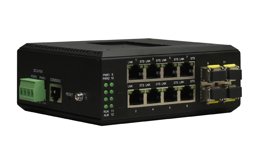 飛暢科技-工業(yè)軌式管理型 8路千兆電+4路千兆